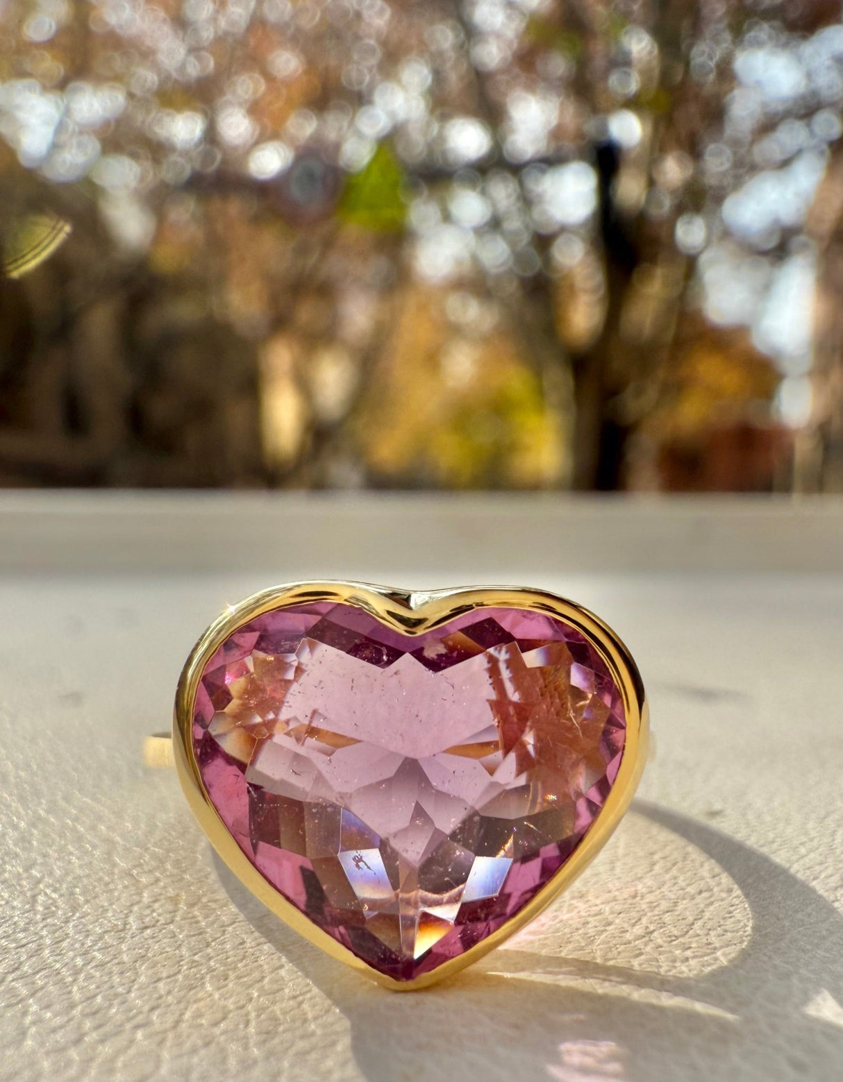Pink Tourmaline Heart Ring