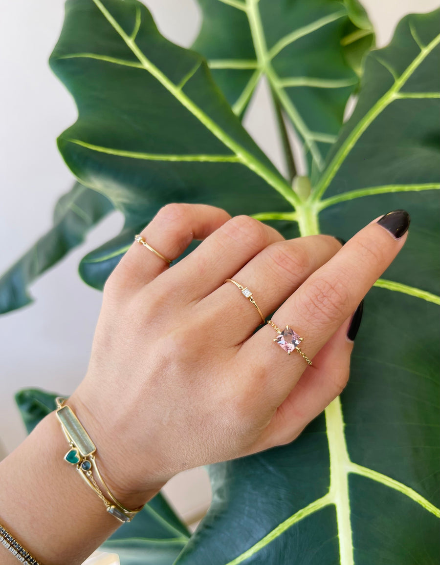 French cut Pink tourmaline chain ring