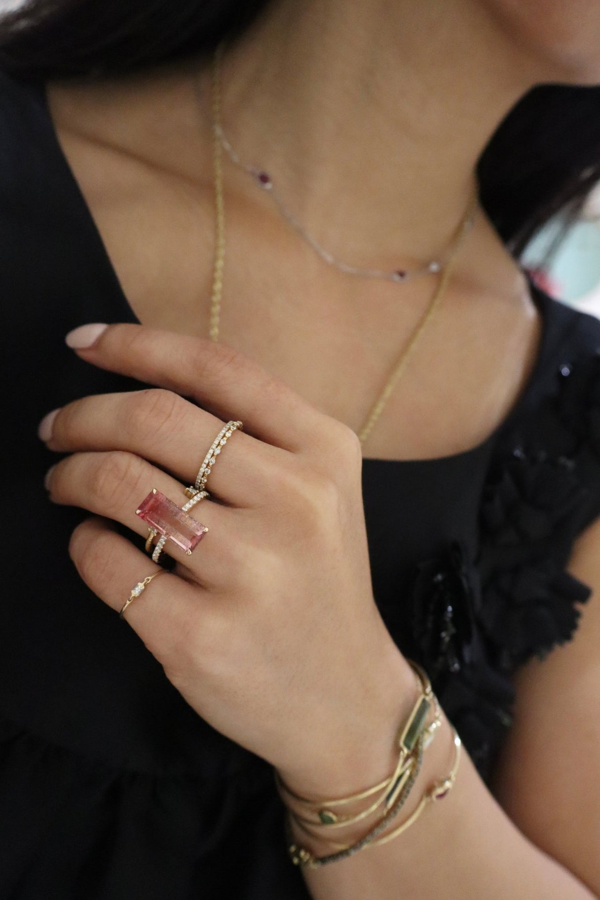 Ombre Flamingo Pink Tourmaline Ring