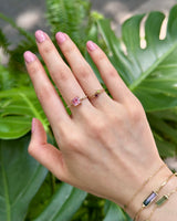 Ombre Pink Tourmaline Petite Circle Diamond Ring