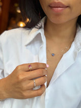 Rubellite Watermelon Tourmaline Petite Circle Diamond Ring