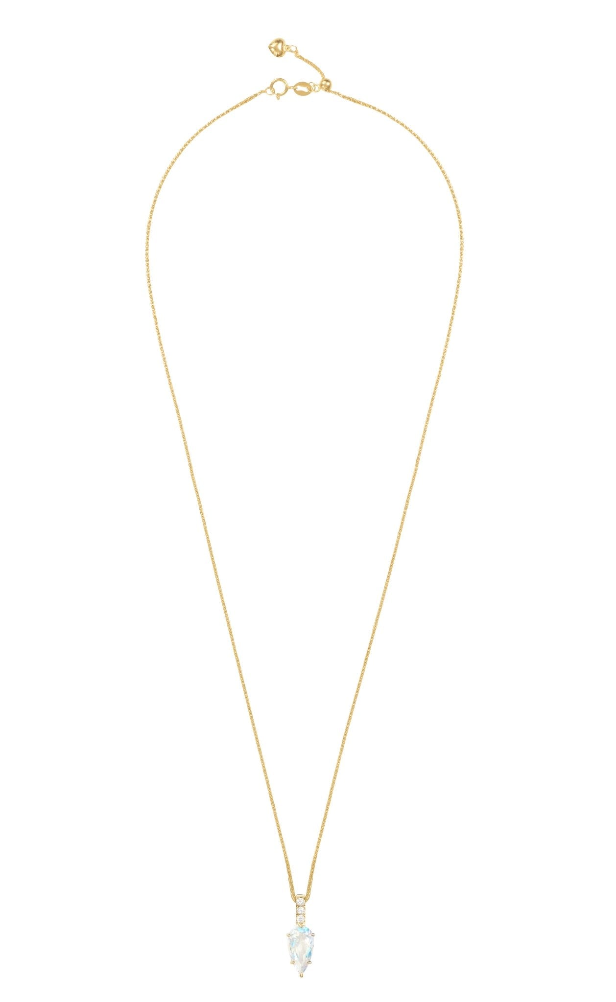 Rainbow Moonstone & Diamond Arrow Pendant Necklace