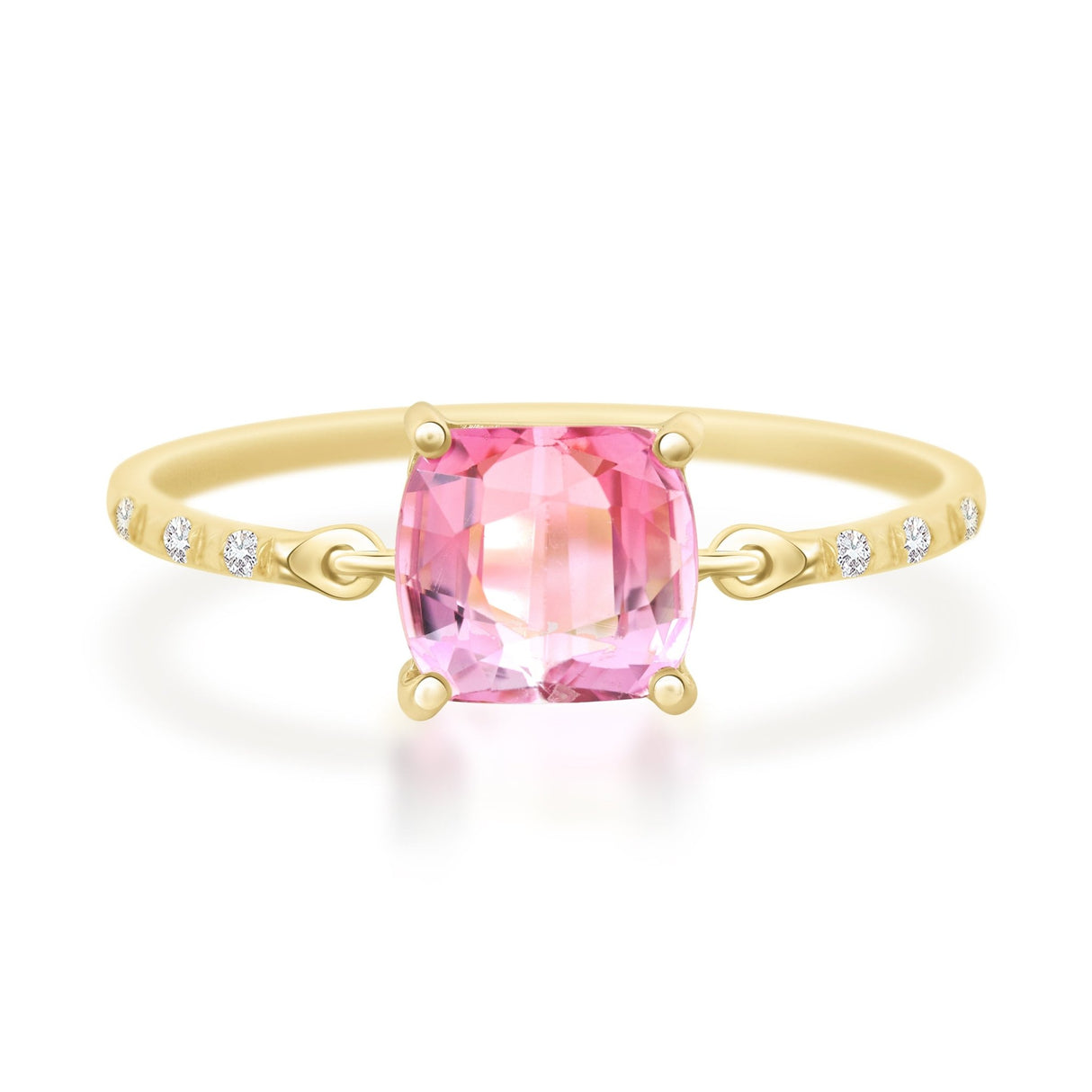 Ombre Pink Tourmaline Petite Circle Diamond Ring