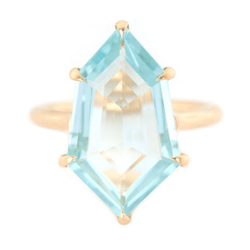 Aquamarine & Diamond Contour Polygon Ring