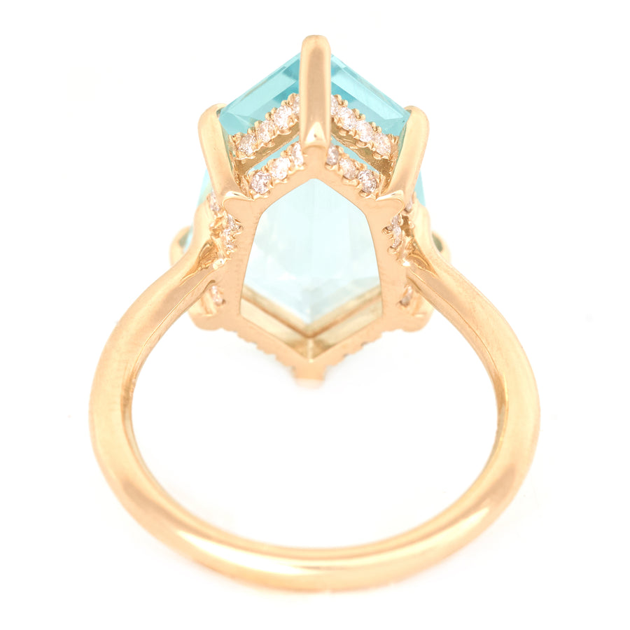 Aquamarine & Diamond Contour Polygon Ring