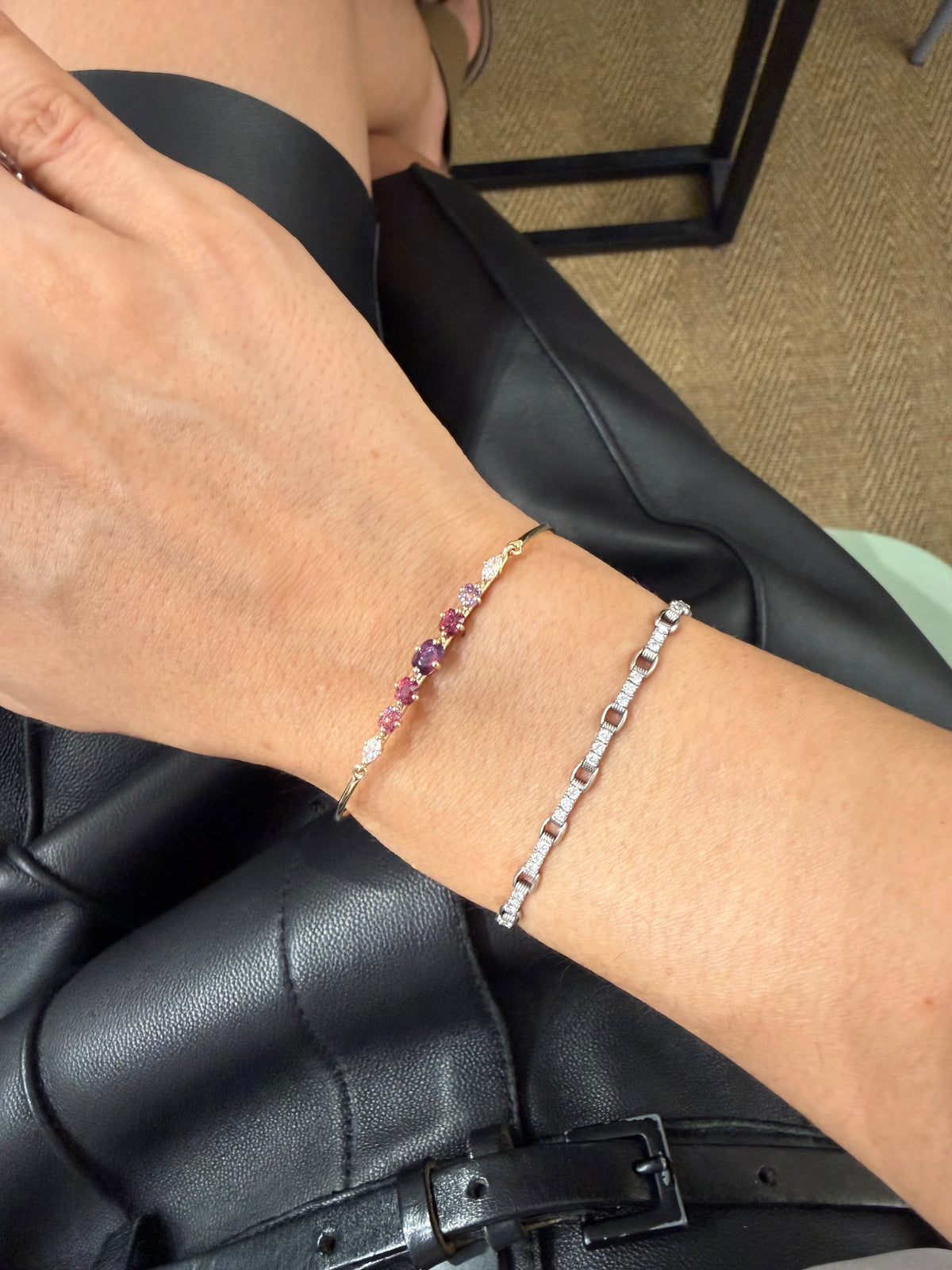 Purple & Red Spinels Compass Bangle