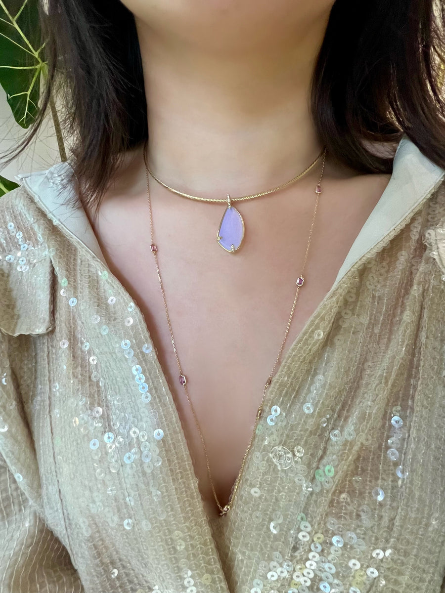 Opal & Diamond Pendent Chocker Necklace