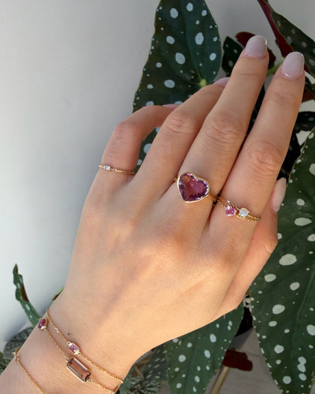 Pink Tourmaline Heart Ring