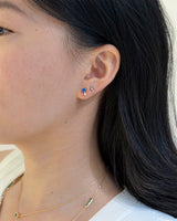 Cornflower Blue Ceylon Sapphire & Diamond Dot Studs