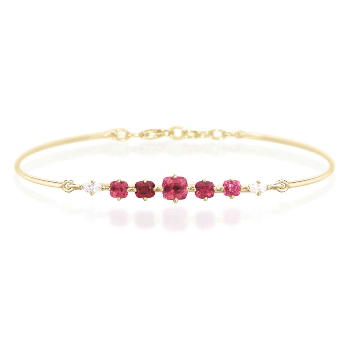 Vivid Red Spinel & Diamond Compass Bangle