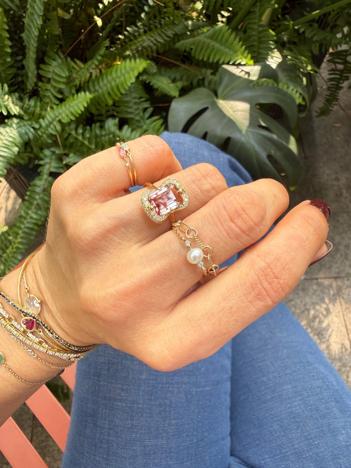 Pink Tourmaline Deco Aurora Ring