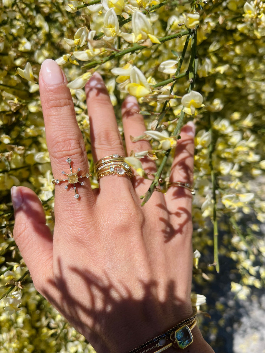 Yellow Diamond Starburst Ring