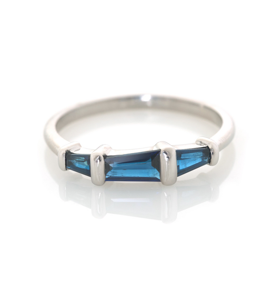 Sapphire Platinum Asymmetric Ring