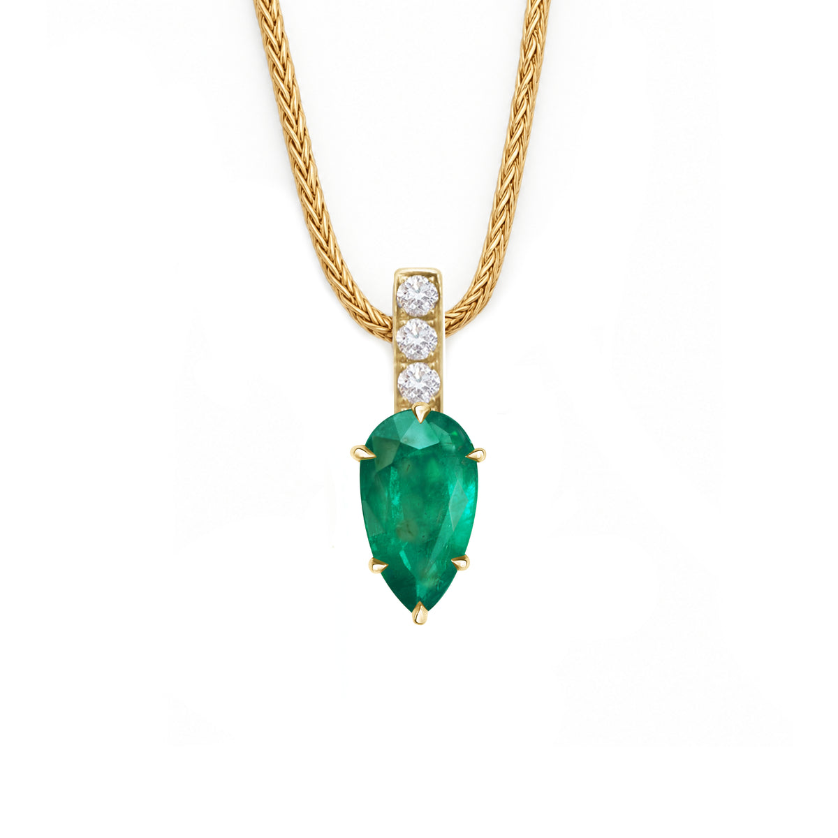 Emerald & Diamond Dewdrop Supreme Pendant Necklace
