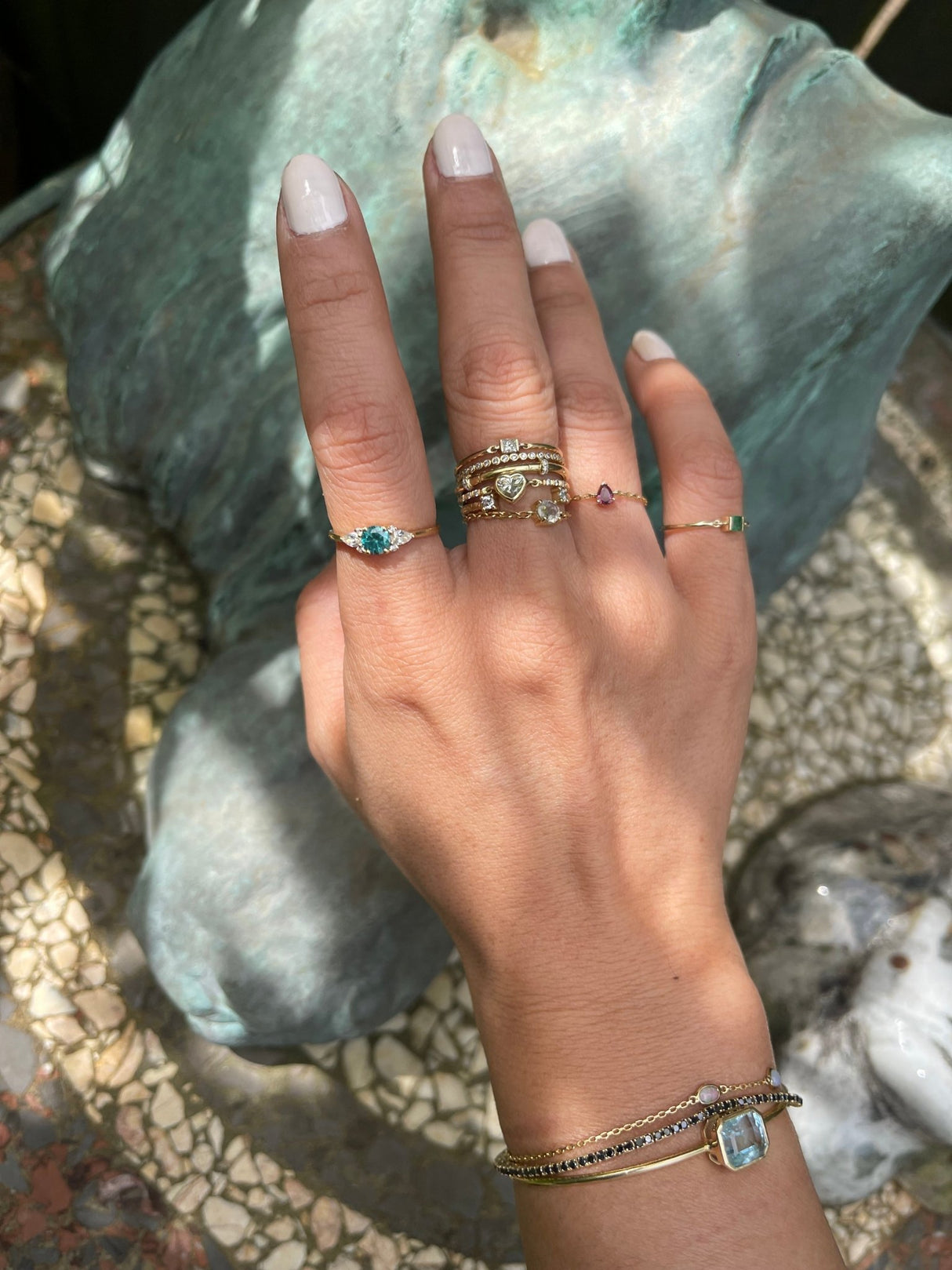 Diamond Heart Petite Circle Ring