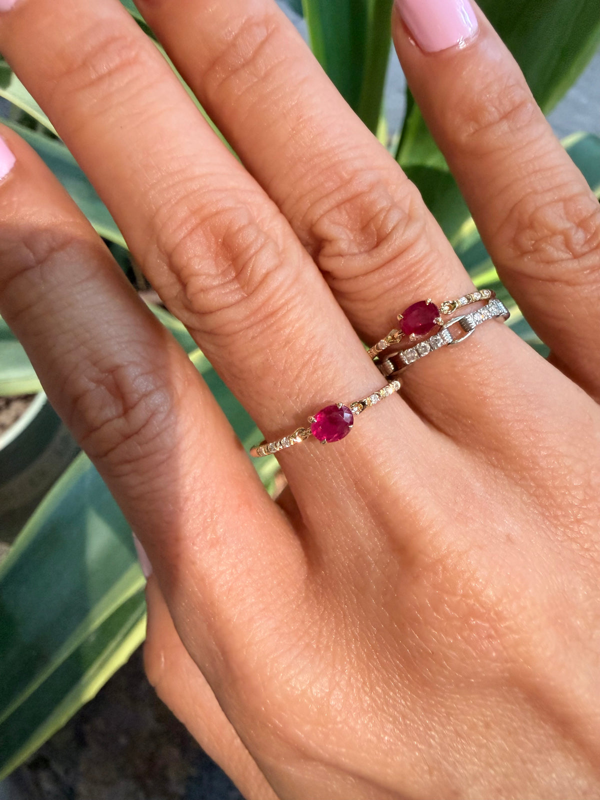 Burmese Ruby Petite Circle Diamond Ring