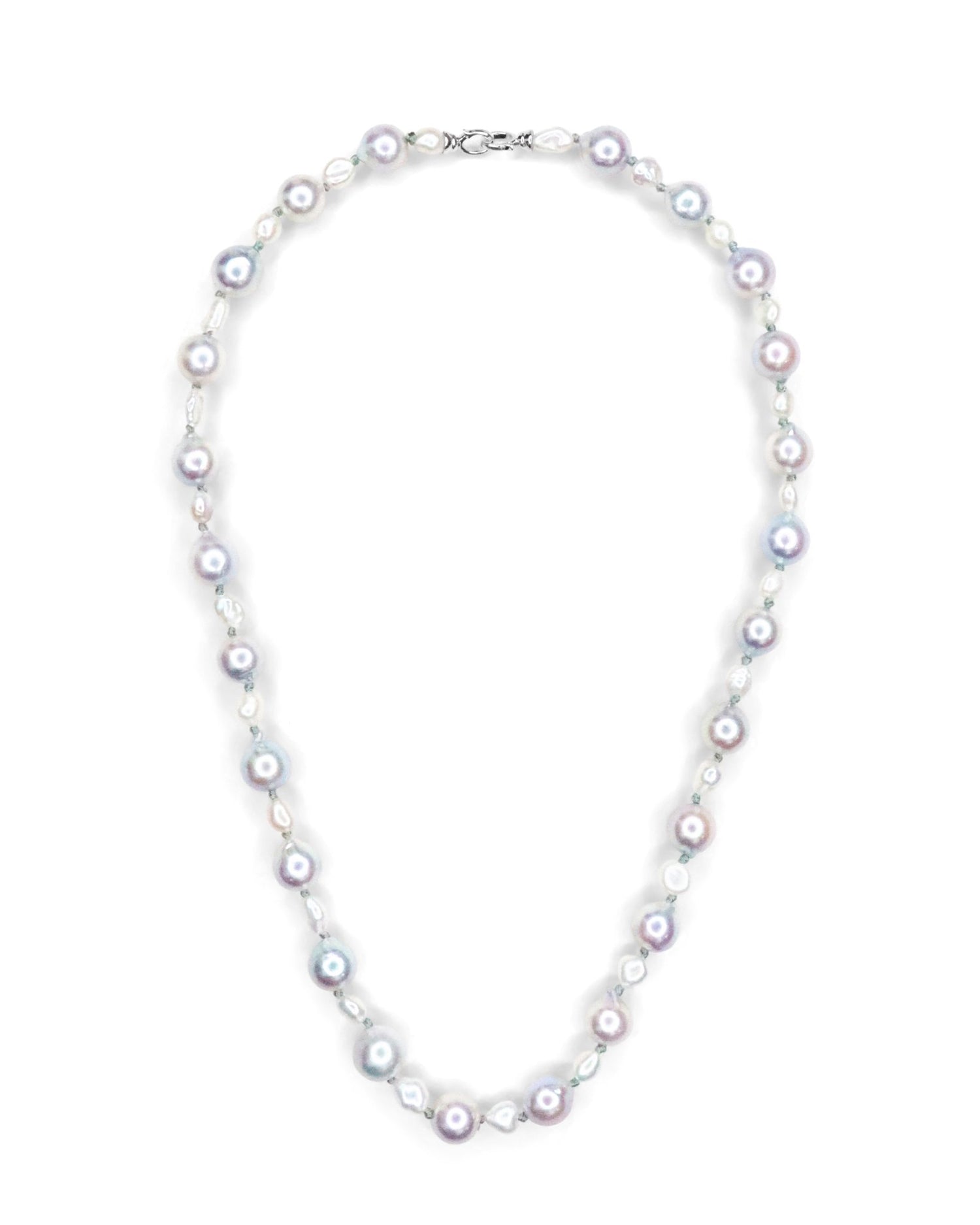 Akoya & Keshi Pearl Necklace 18K gold handmade fine jewelry