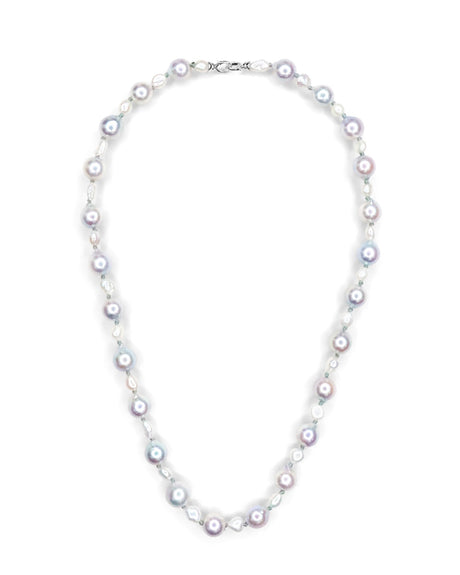 Akoya & Keshi Pearl Necklace 18K gold handmade fine jewelry