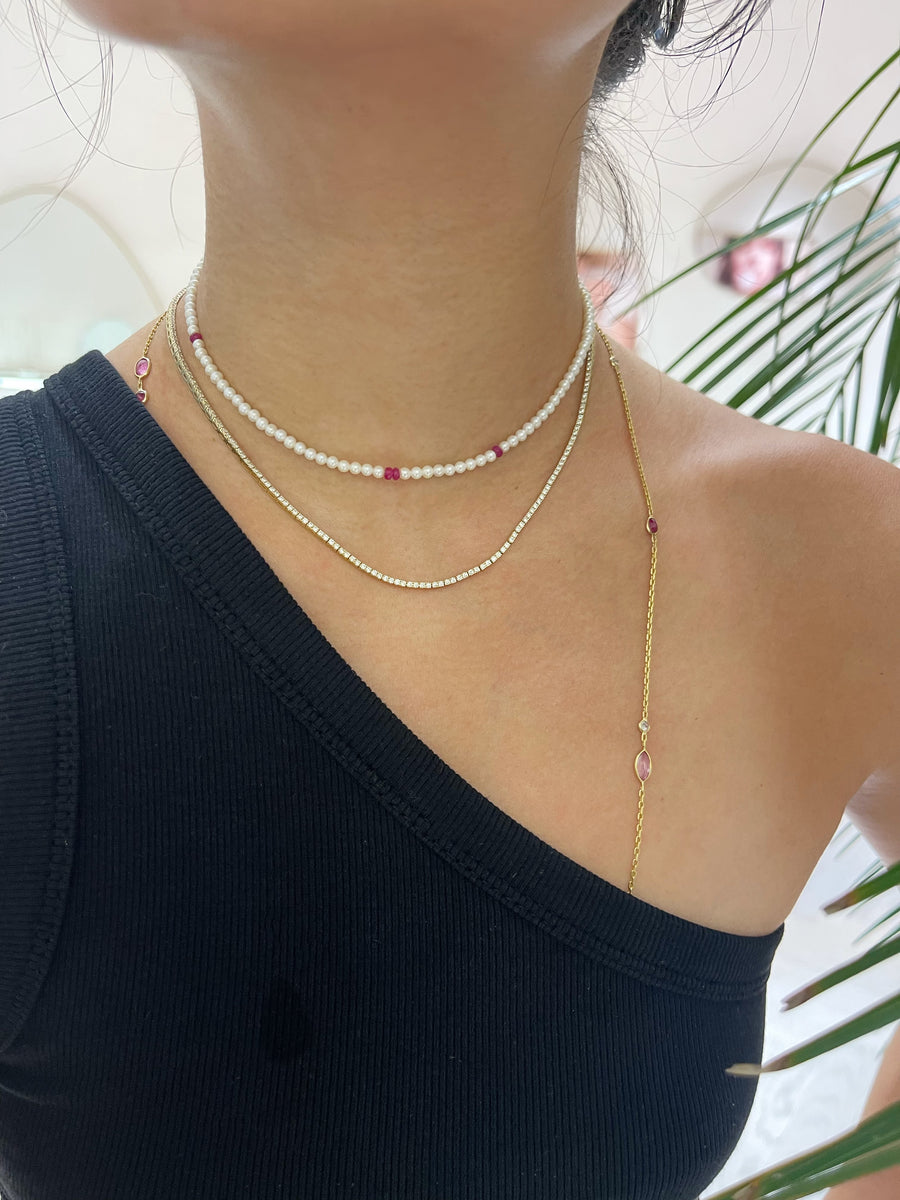 Akoya Pearl And Ruby Choker Necklace