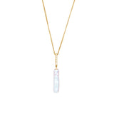 Akoya Pearl & Diamond Bar Pendant Necklace 18k handmade fine jewelry