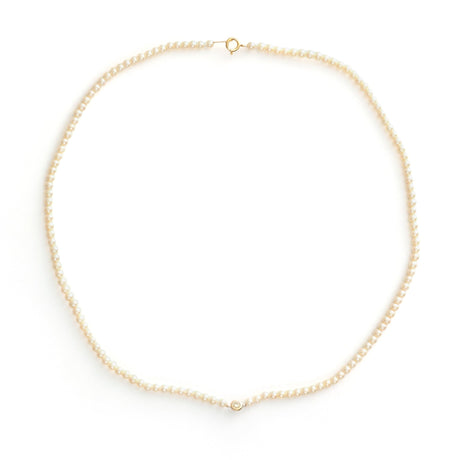 Akoya Pearl & Diamond Choker Necklace 18k handmade fine jewelry