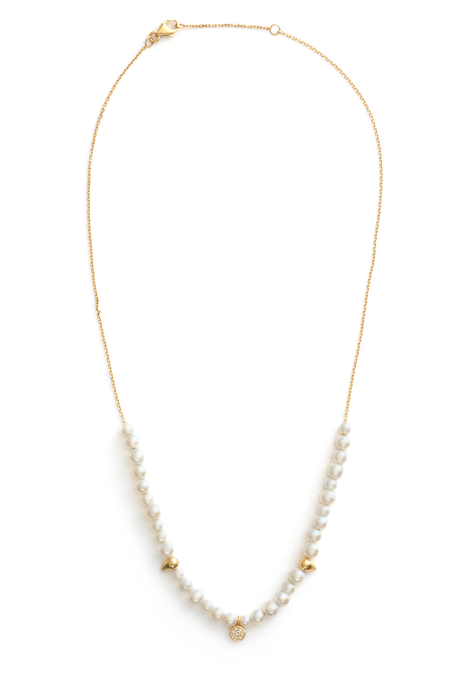 Akoya Pearl Diamond dot Necklace