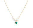 Akoya Pearl & Emerald Gaia Necklace 18k handmade fine jewelry
