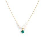 Akoya Pearl & Emerald Gaia Necklace 18k handmade fine jewelry