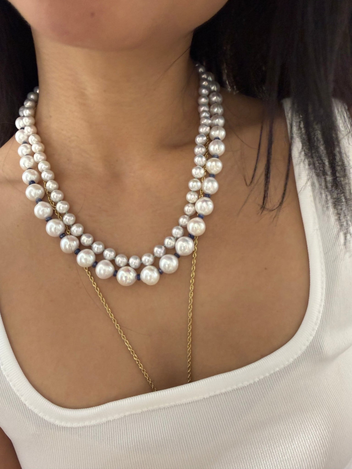Akoya Pearl Essentials Necklace handmade fine jewelry on model