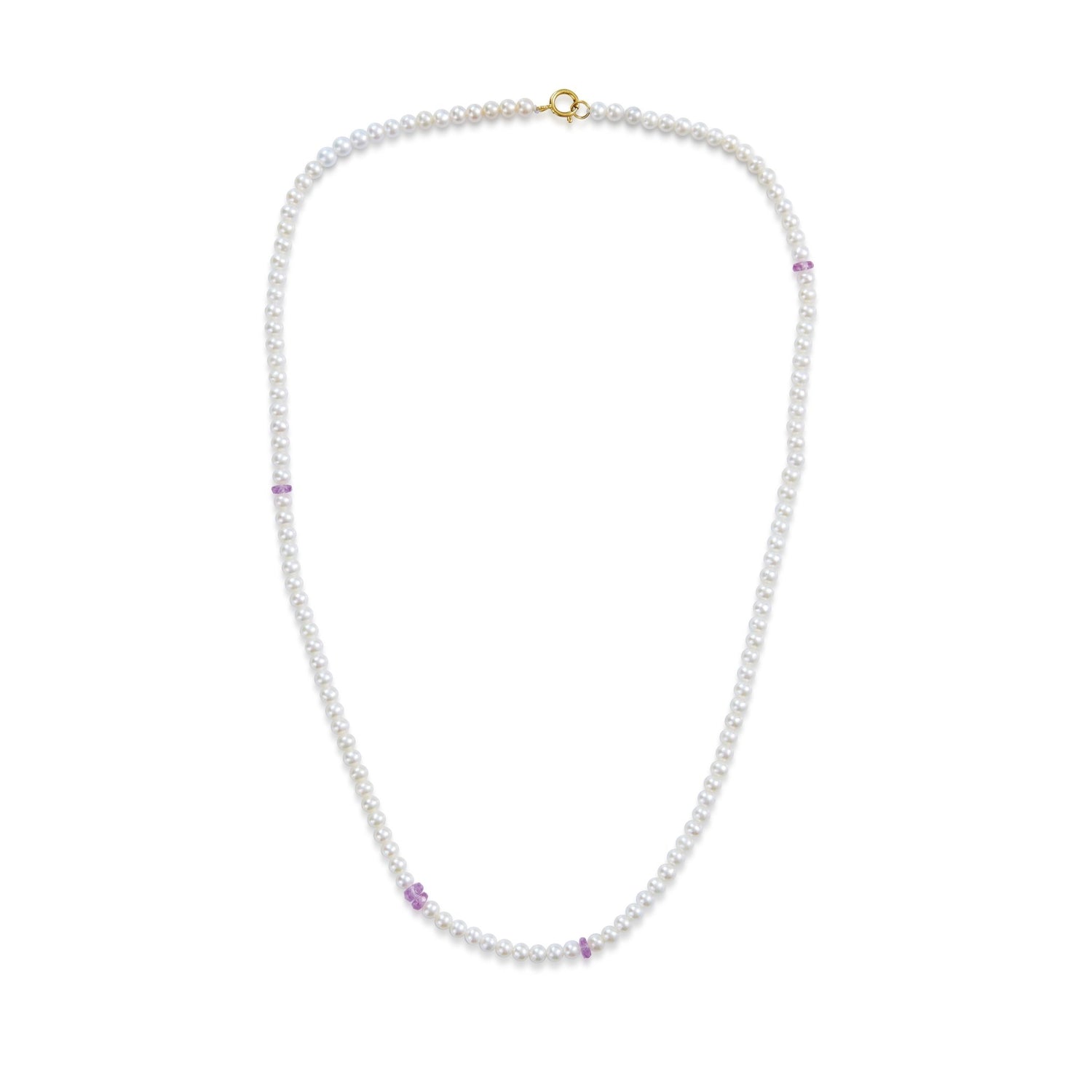 Akoya Pearl & Pink Sapphire Necklace 18k handmade fine jewelry