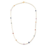 Akoya Pearl & Rainbow Sapphires Necklace 18k handmade fine jewelry 2