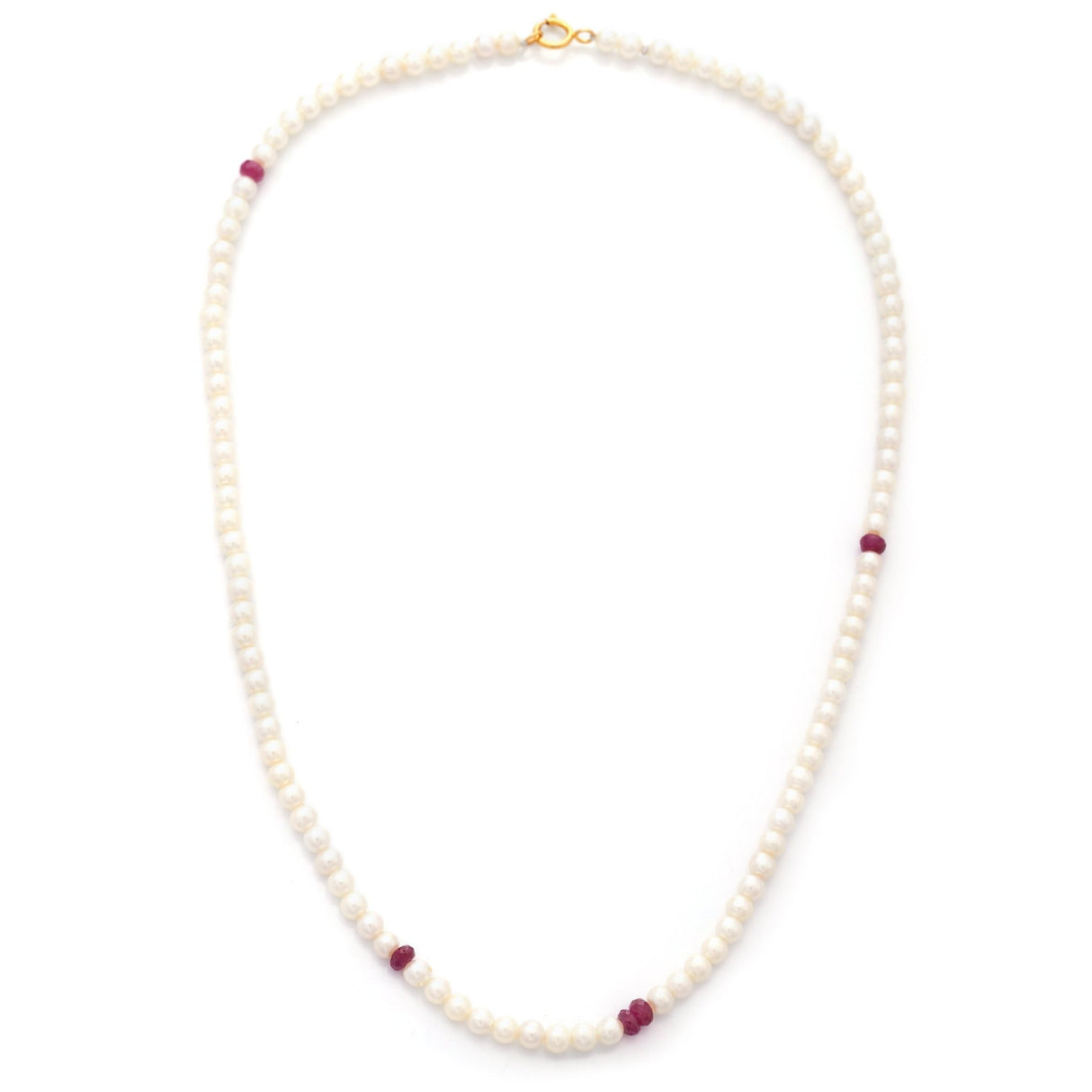 Akoya Pearl & Ruby Necklace 18k handmade fine jewelry