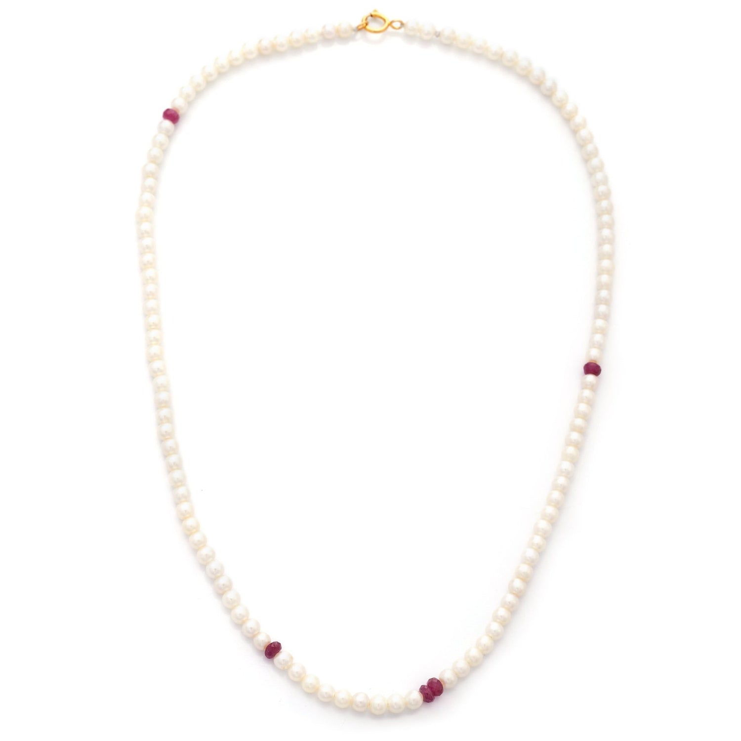 Akoya Pearl & Ruby Necklace 18k handmade fine jewelry