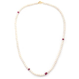 Akoya Pearl & Ruby Necklace 18k handmade fine jewelry