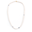 Akoya Pearl & Sapphire Necklace 18k handmade fine jewelry