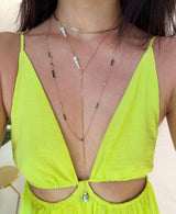 Long Akoya & Tahitian Pearl fine jewelry Lasso Necklace in 18k on model 2