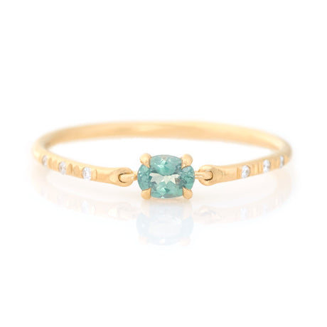 Alexandrite Petite Circle Diamond Ring 18k gold stackable ring