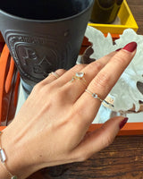 Alexandrite Petite Circle Diamond Ring 18k gold stackable ring on model