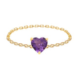 Amethyst Heart Supreme Chain Ring 18k gold Stackable ring