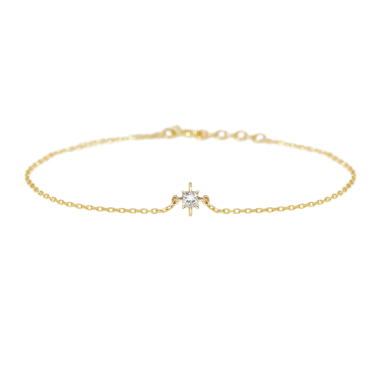 April Birthstone Diamond Bracelet 14k gold stackable design