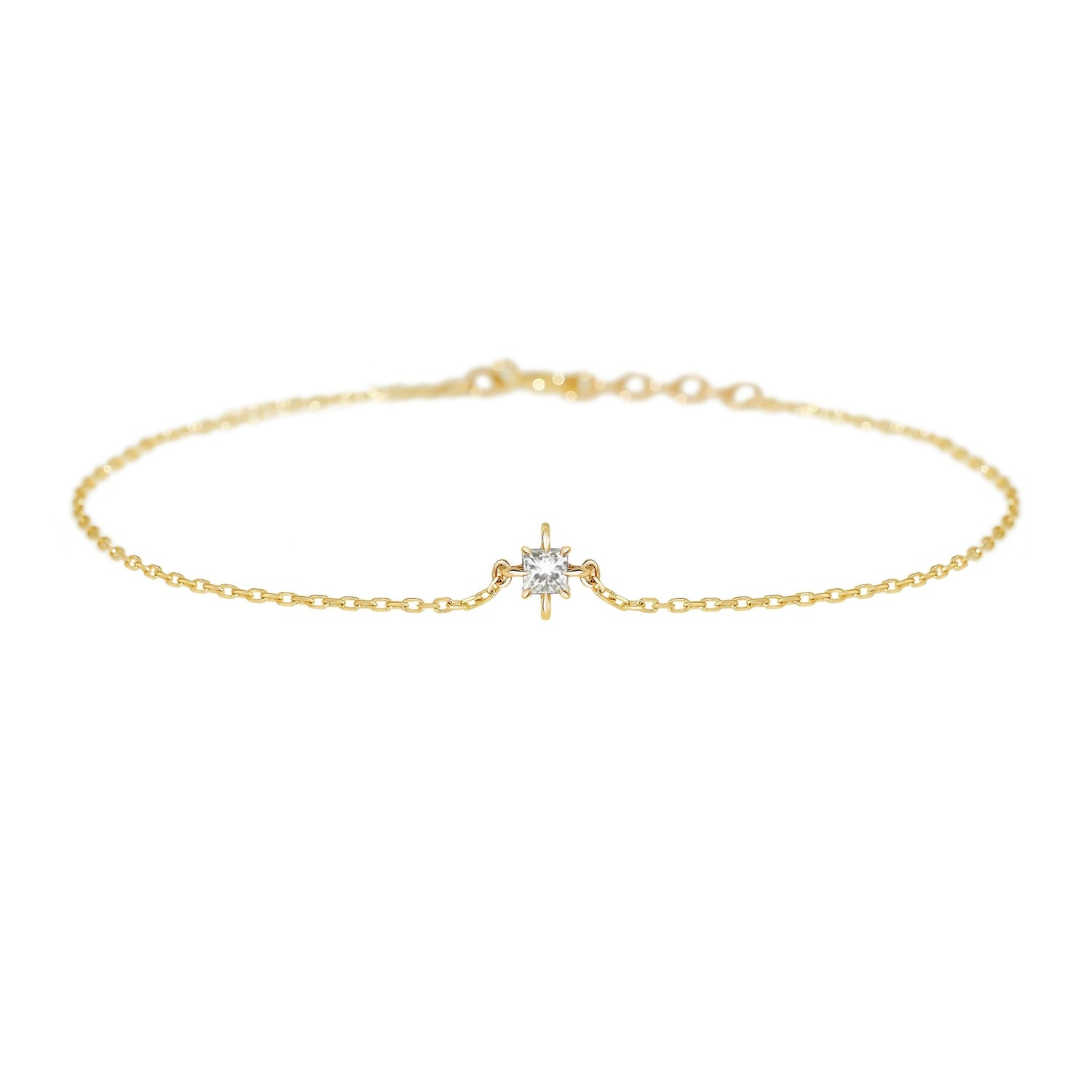 April Birthstone Diamond Bracelet 14k gold stackable design