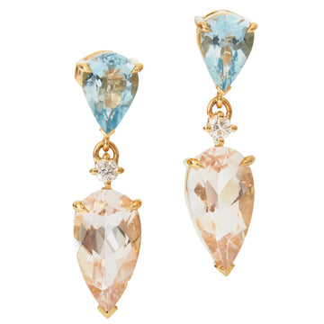 Aquamarine & Morganite & Diamond Earrings