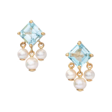 Aquamarine and Pearl nymph Earrings