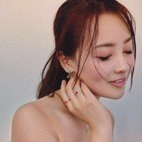 Aquamarine & Ruby Chain Earrings