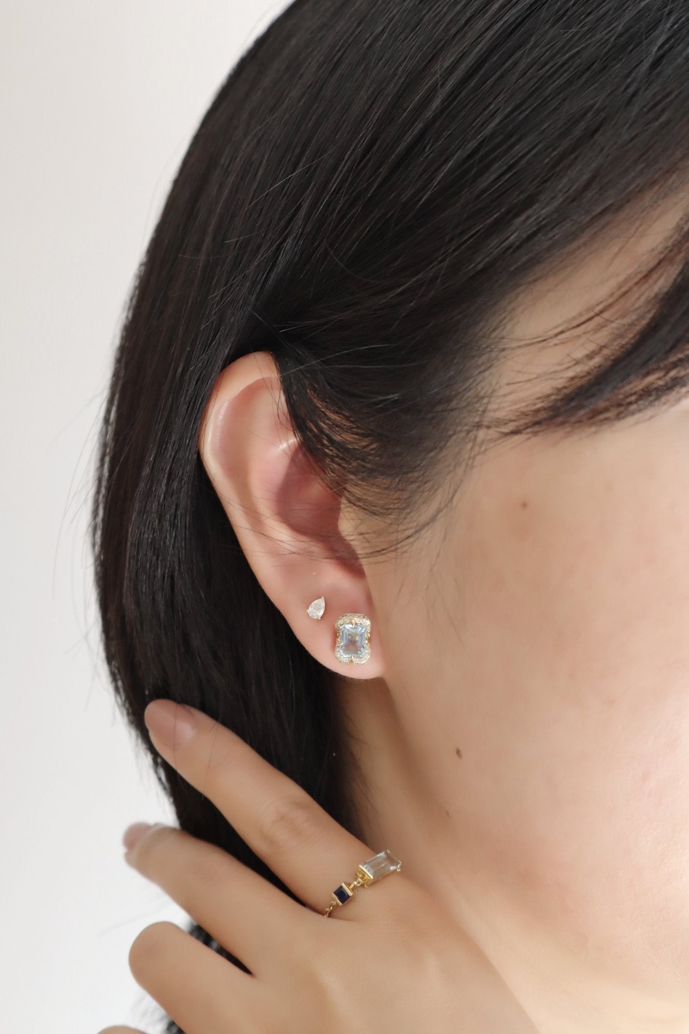 Aquamarine & Diamond Aurora Studs