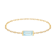 Aquamarine Baguette Chain Ring 14k gold Stackable ring