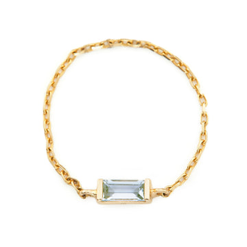 Aquamarine Baguette Chain Ring