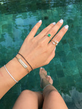 Aquamarine Bangle 18k gold stackable design on model