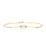 Aquamarine Bar Bracelet 18K Gold Stackable Design