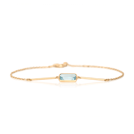 Aquamarine Bar Bracelet 18K Gold Stackable Design